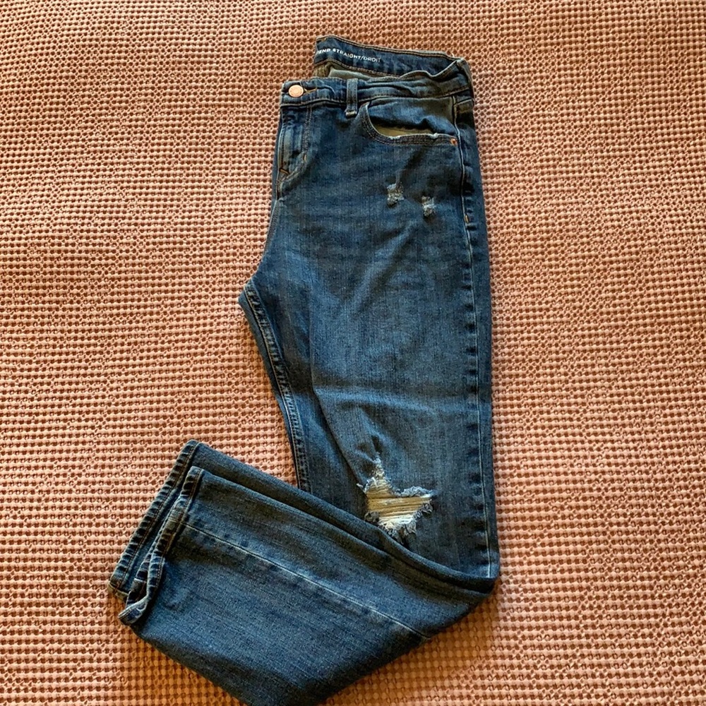Gap straight leg jeans with holes
